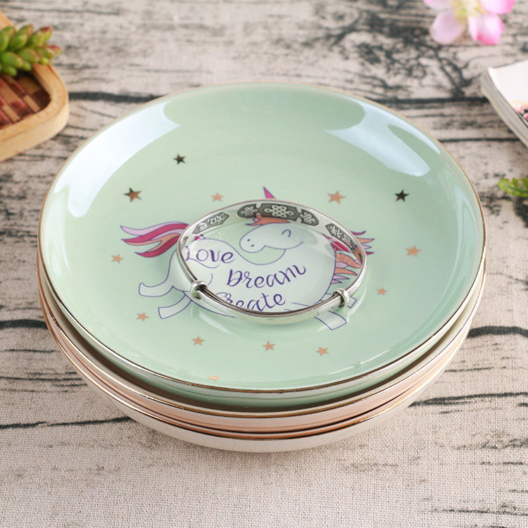 Heart Shaped Ceramic Trinket Dish with Gold Rim