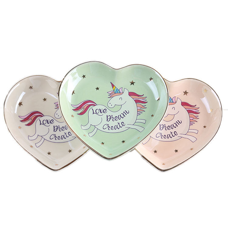 Heart Shaped Ceramic Trinket Dish with Gold Rim