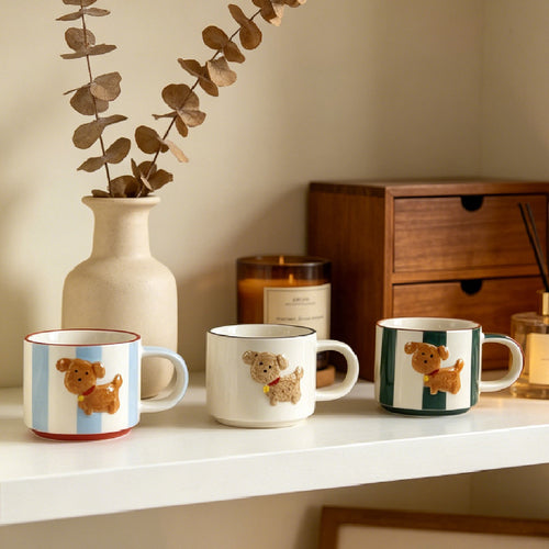 Ceramic Dog Coffee Mug with 3D Puppy Detail