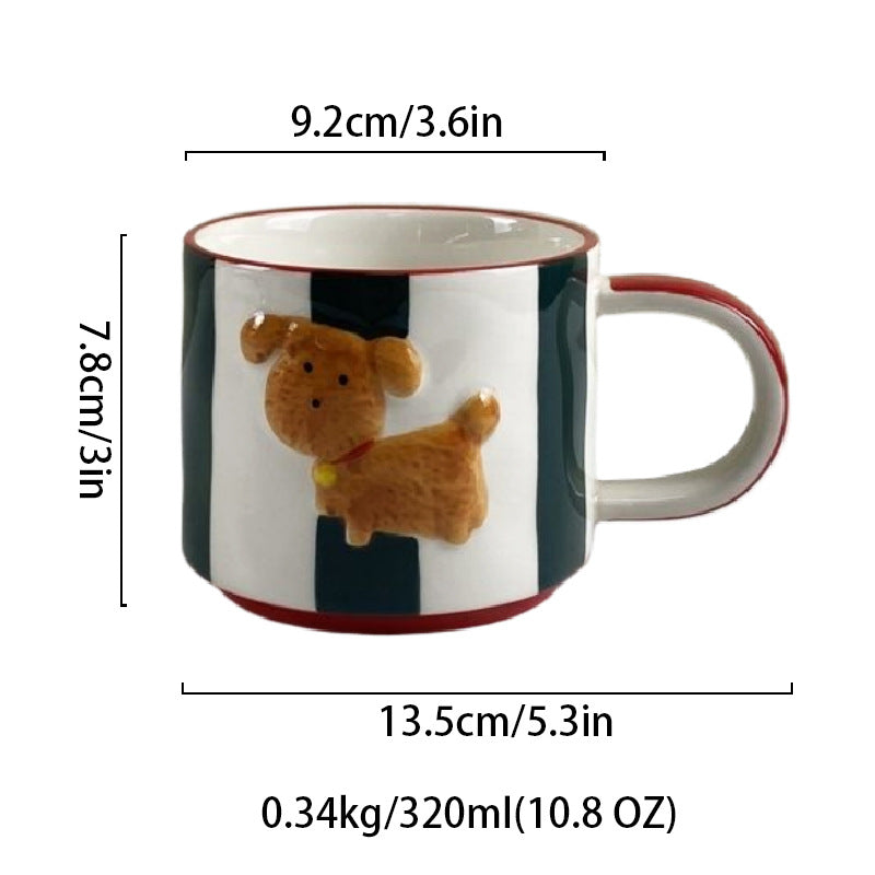 Ceramic Dog Coffee Mug with 3D Puppy Detail