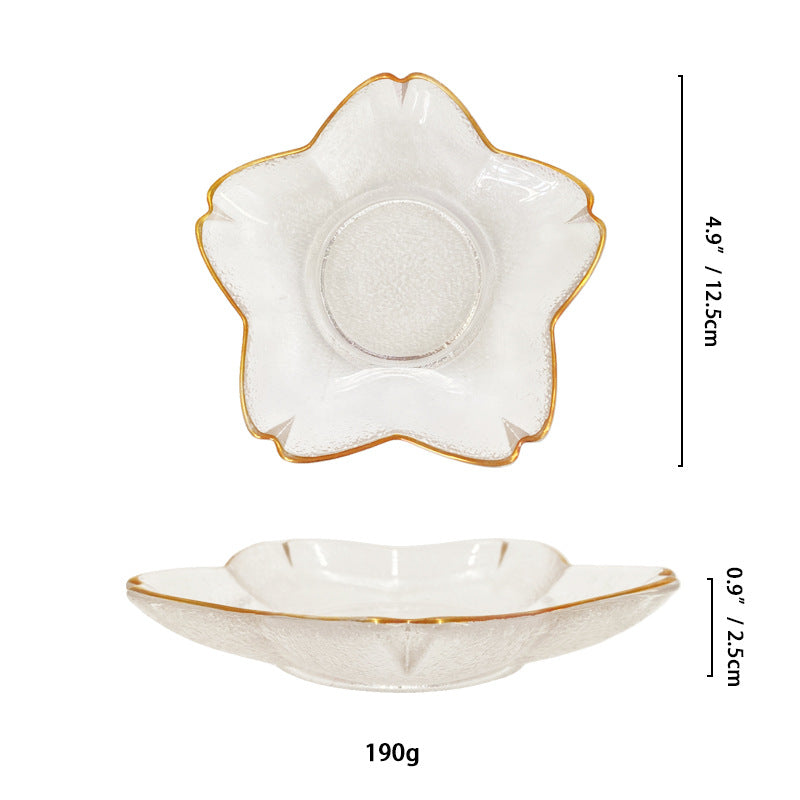 Floral Glass Trinket Dish with Gold Rim