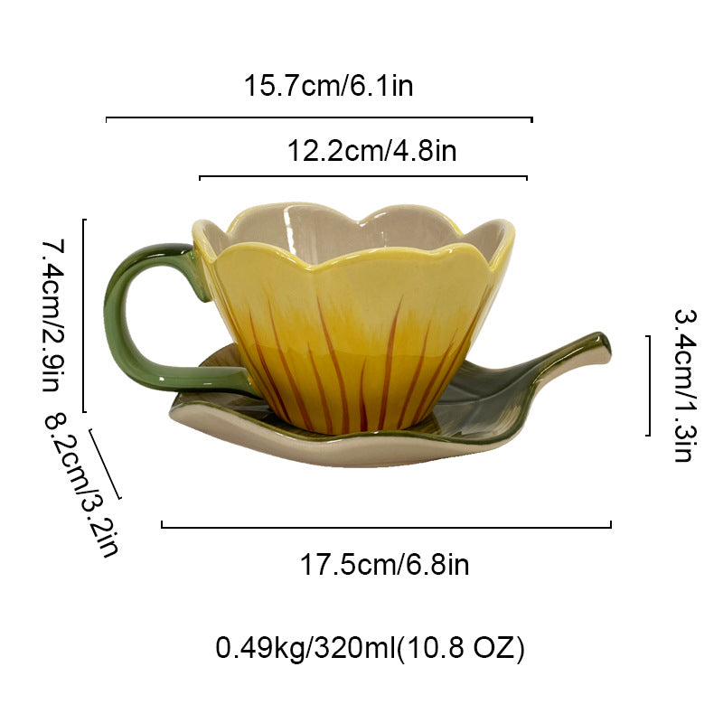 Tulip Shaped Ceramic Cup and Saucer Set