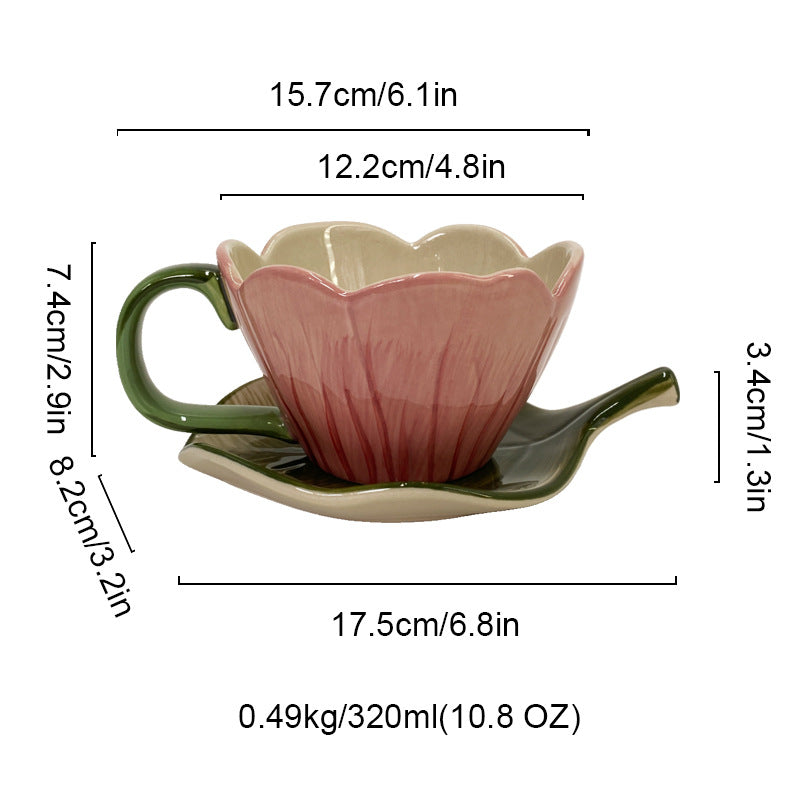 Tulip Shaped Ceramic Cup and Saucer Set