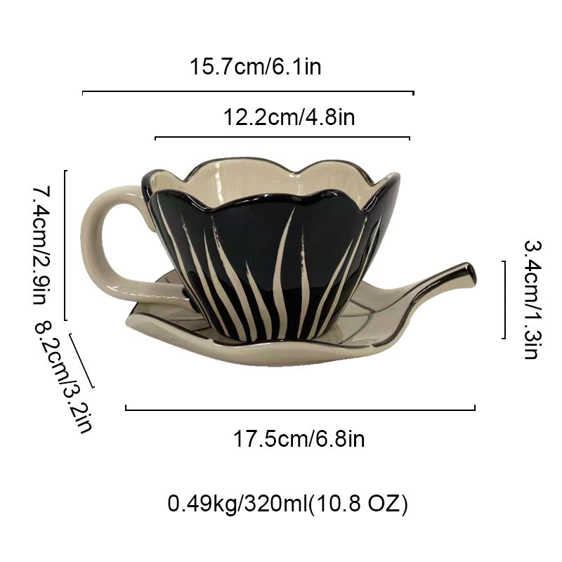Tulip Shaped Ceramic Cup and Saucer Set