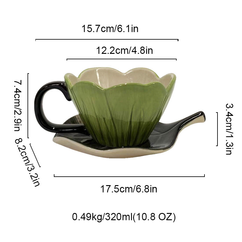 Tulip Shaped Ceramic Cup and Saucer Set